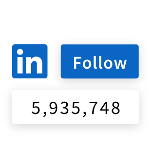 Logo LinkedIn avec bouton Suivre pour afficher le nombre d’abonnés, 5 935 748