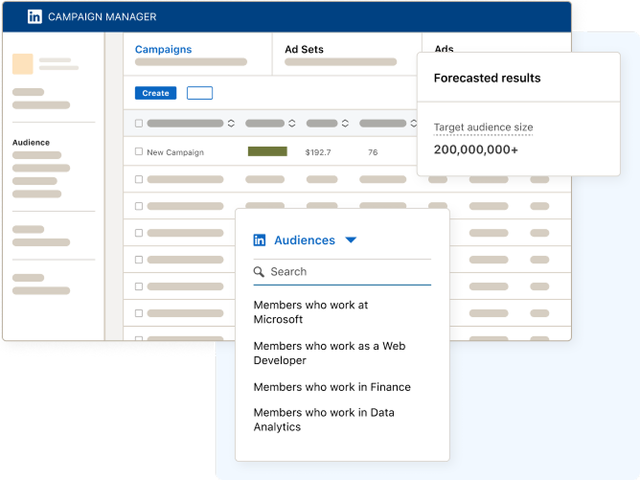 LinkedIn UI image representing selecting your target audience