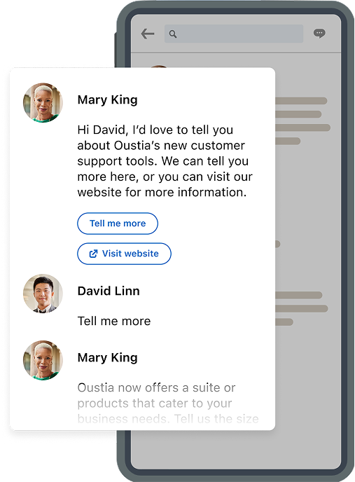 example of Sponsored Messaging UI on a mobile device