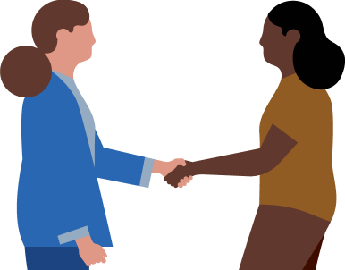 Ícone mostrando decisores fazendo acordo com aperto de mãos