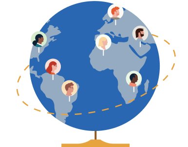 Ícone mostrando o público global do LinkedIn