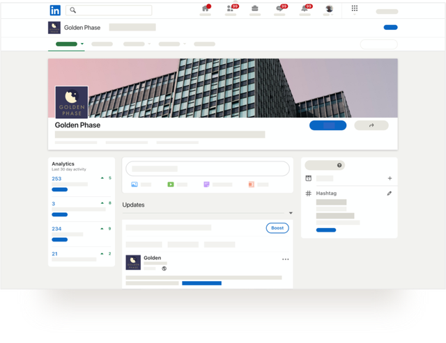 Imagem mostrando divulgação de uma marca com LinkedIn Pages