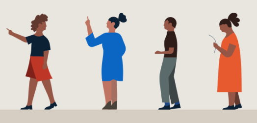 Illustration of four individuals next to each other.