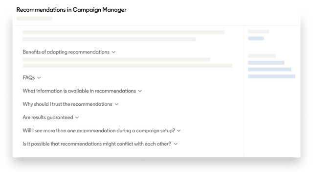 Illustration of the Recommendation Hub for LinkedIn Campaign Manager.