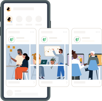 Illustration of a carousel post on a mobile phone.