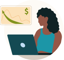 Illustration of an individual using their laptop.