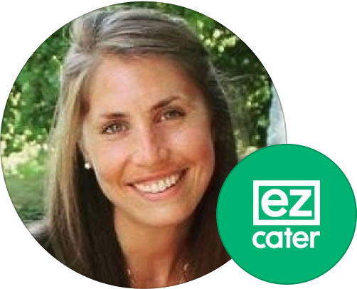  Profile photo of Paige Durgin with the logo of ezCater on the side.
