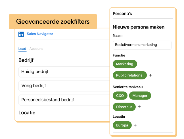 Afbeelding van product-UI die het vinden van de juiste mensen weergeeft