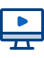 Um ícone de um monitor de computador com um botão reproduzir na tela.