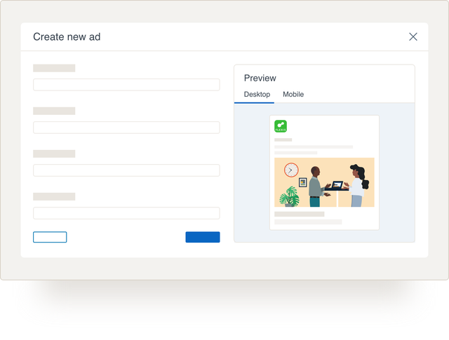 Uma ilustração da interface para a criação de um novo anúncio.