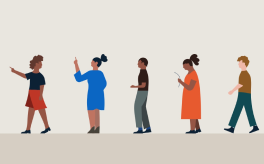 Ilustración de varias personas en fila